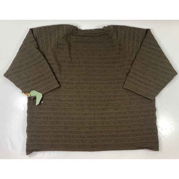 Ryegrass Womens Military Green Textured Knit Pattern Square Neck Sweater Size 3X - Picture 2 of 4